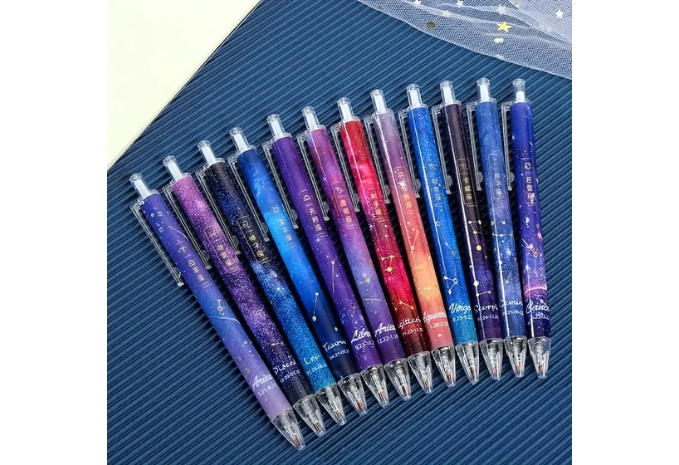 12 Zodiac Signs Pen Pressed in the Middle Pen Black 0.5mm