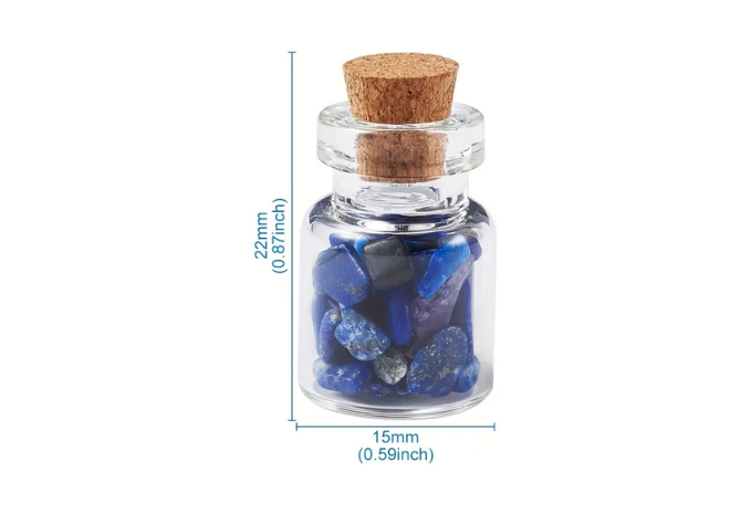 20pcs/set Natural & Synthetic Gemstone Chip Beads Glass Bottles, Wishing Bottles Charms, No Hole/Undrilled, 13.4x12.8x1.7cm, for DIY Jewelry Making Home Decoration Gift
