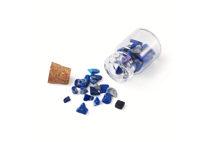 20pcs/set Natural & Synthetic Gemstone Chip Beads Glass Bottles, Wishing Bottles Charms, No Hole/Undrilled, 13.4x12.8x1.7cm, for DIY Jewelry Making Home Decoration Gift